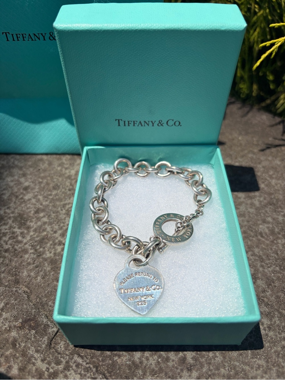 Tiffany & Co. Silver Return to Tiffany Heart Tag Charm Bracelet size 7 inch